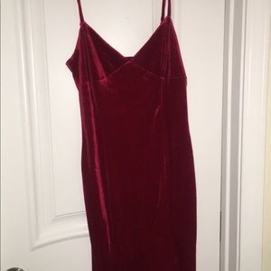 Mid length velvet red dress